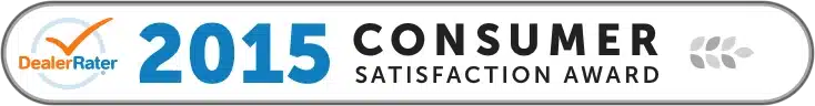 2015 DealerRater Consumer Satisfaction Award badge.