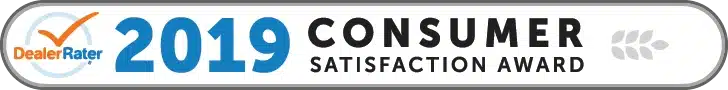 DealerRater 2019 Consumer Satisfaction Award logo evokes trust and quality in customer service.
