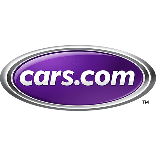 Purple oval "cars.com" logo with white lettering and silver outline.