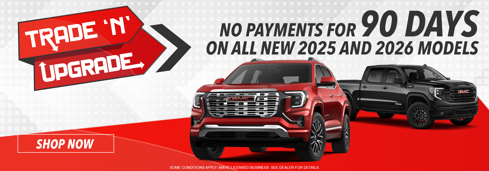Upgrade your vehicle with no payments for 90 days on new 2025 and 2026 GMC models. Shop now.