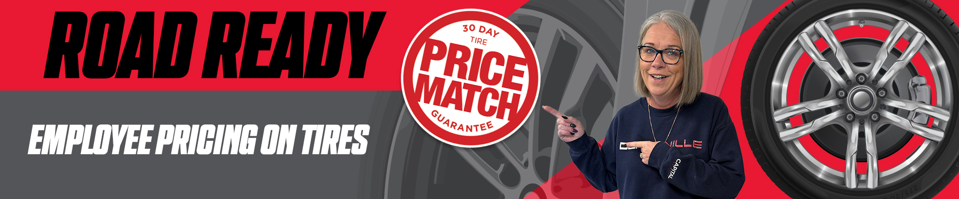 "Service specials banner with Chevrolet, Buick, GMC, Cadillac logos, and certified service text."